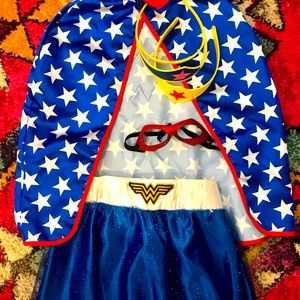 DC Comics Wonderwoman Costume Girls Small (4T-6x) Cape, Tutu, Mask, Headpieces